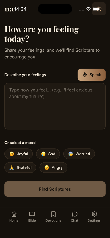 11:1 app mood-based Scripture search screen