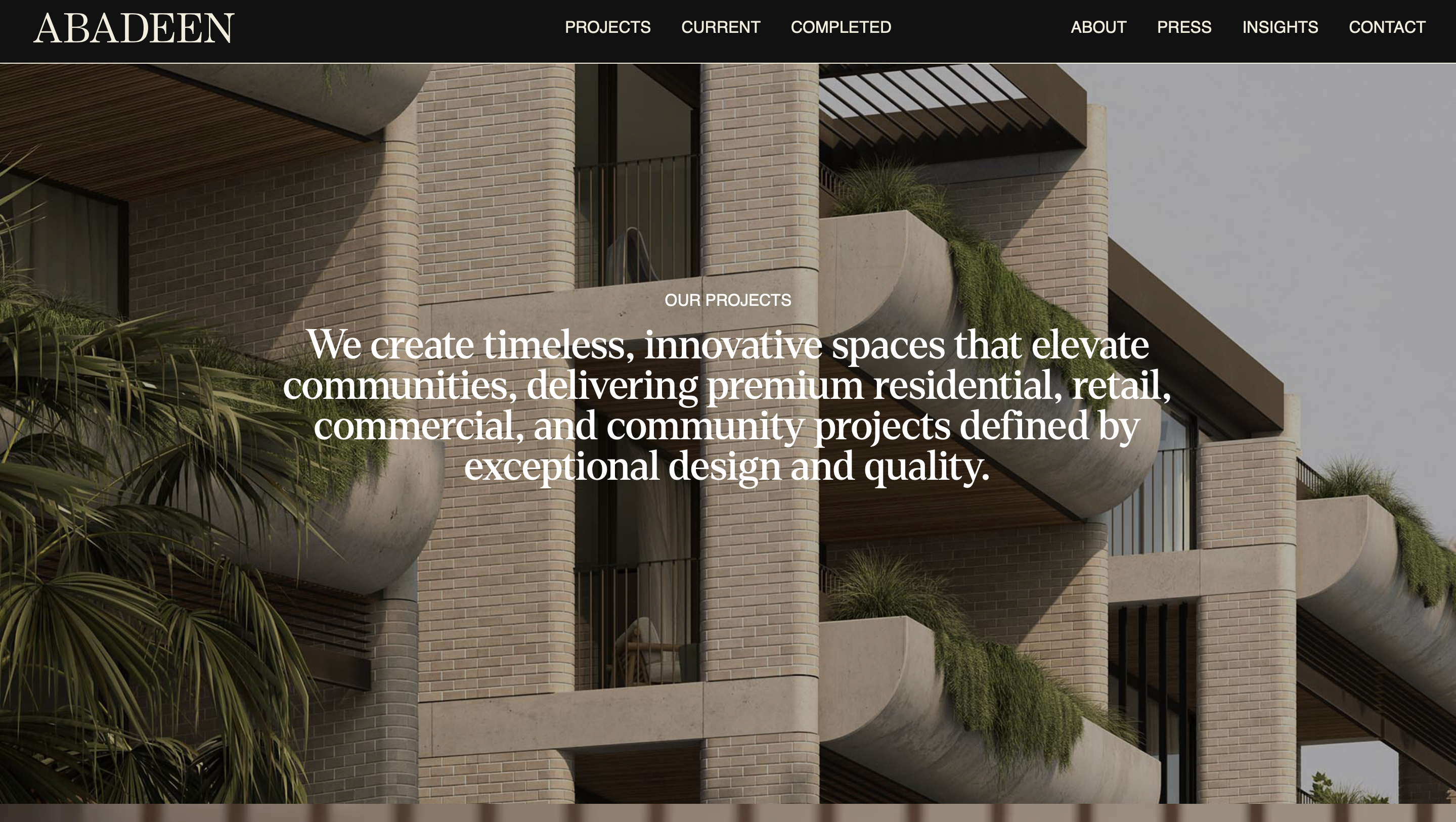 Abadeen Property Developer Website Screenshot